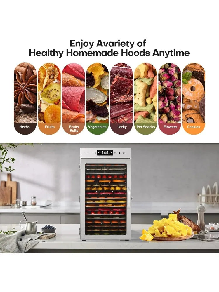 Machine, Dehydrators for Jerky, Stainless Steel Dehydrater for Fruits, Vegetables, Herbs, Mushroom, Dog T