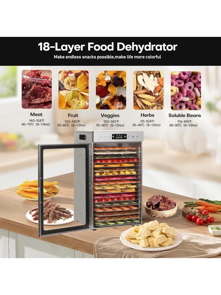 Machine, Dehydrators for Jerky, Stainless Steel Dehydrater for Fruits, Vegetables, Herbs, Mushroom, Dog T