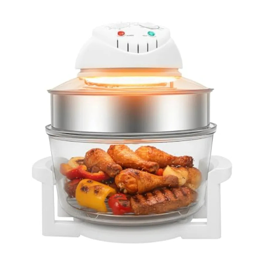 Extra Large Glass Turbo Air Fryer 17.96Qt 360 Viewable with Expansion Ring 1200W-1400W Electric Oven with Grill for Home Kitche