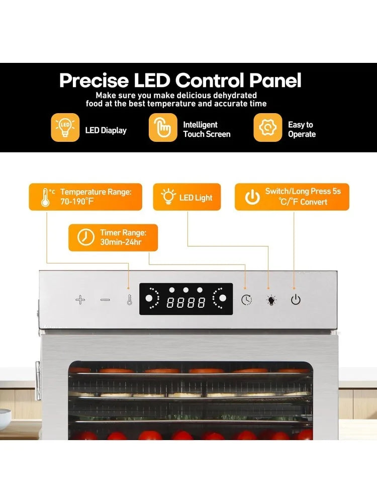 Machine, Dehydrators for Jerky, Stainless Steel Dehydrater for Fruits, Vegetables, Herbs, Mushroom, Dog T